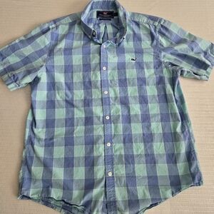 Mens Vineyard Vines Slim Fit Whale Shirt Plaid Medium Whale logo